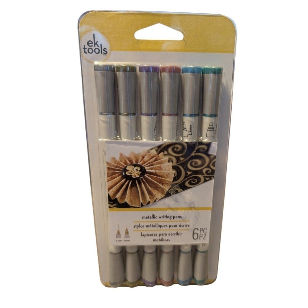 EK Tools 6 Pack METALLIC WRITING PENS Dual Tip New